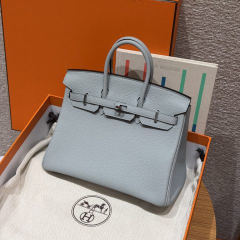 올수공 에르메스 버킨 25 Gris Pantin 토고 가죽 팔라듐 하드웨어