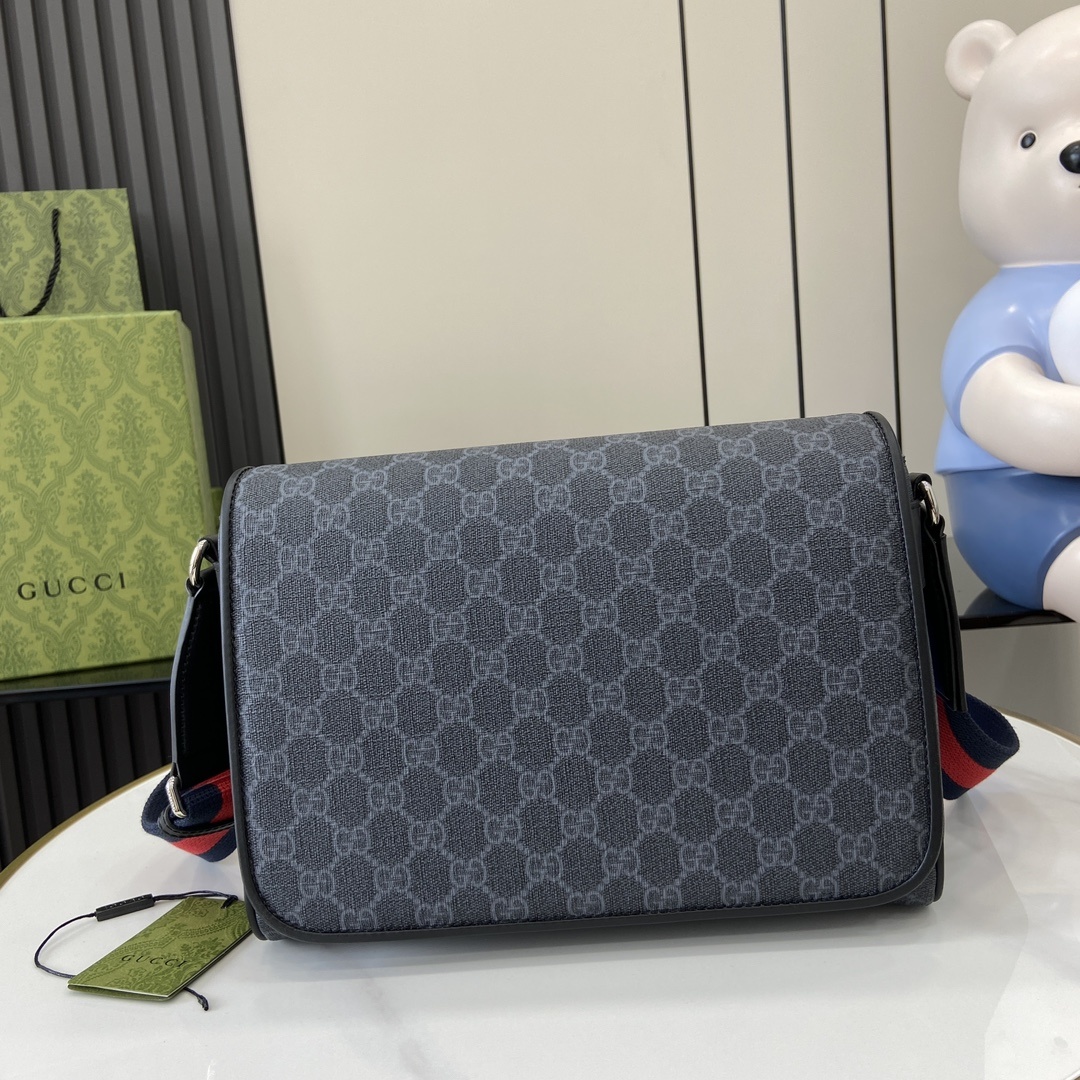구찌 Gucci GG Black Medium Crossbody Bag in Black GG Supreme Canvas Black/Grey
