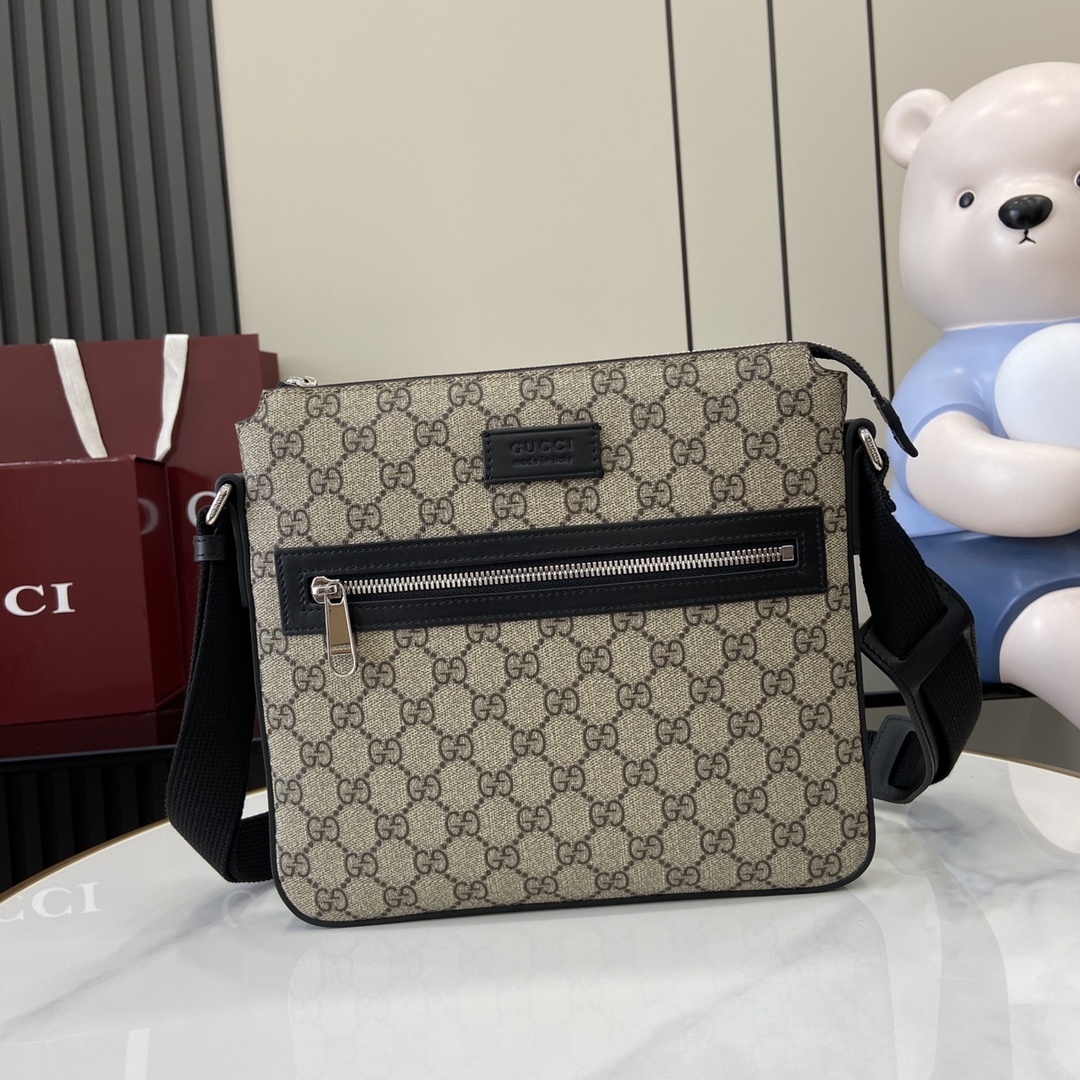 구찌 Gucci GG Supreme Canvas Messenger Bag, Beige and Ebony