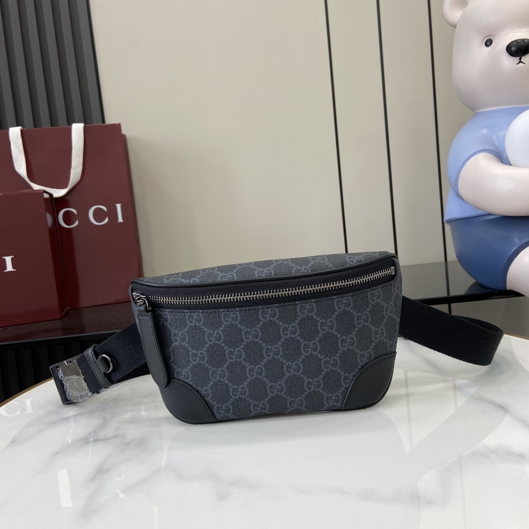 구찌 Gucci GG Supreme Belt Bag in Black and Grey