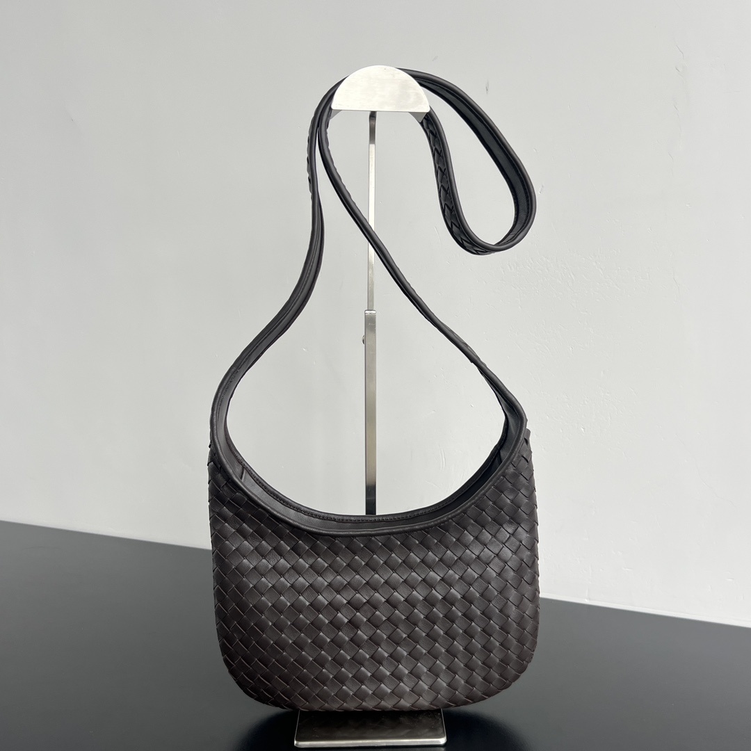 보테가베네타 Bottega Veneta Intrecciato Woven Leather Crossbody Bag Dark Brown
