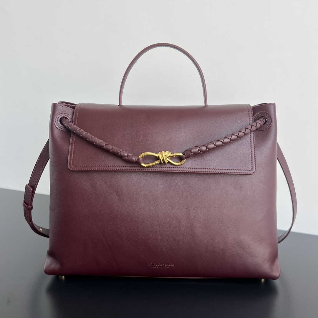 보테가베네타 Bottega Veneta Ciao Ciao Knot Leather Top-Handle Bag Burgundy
