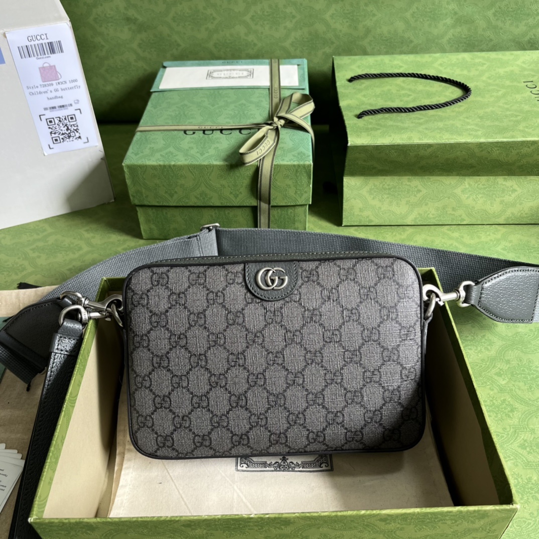 구찌 Gucci GG Supreme Camera Bag Charcoal Gray