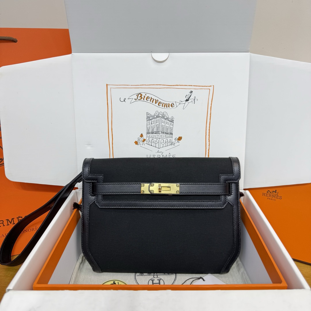 에르메스 켈리 데페슈 25 파우치 블랙
