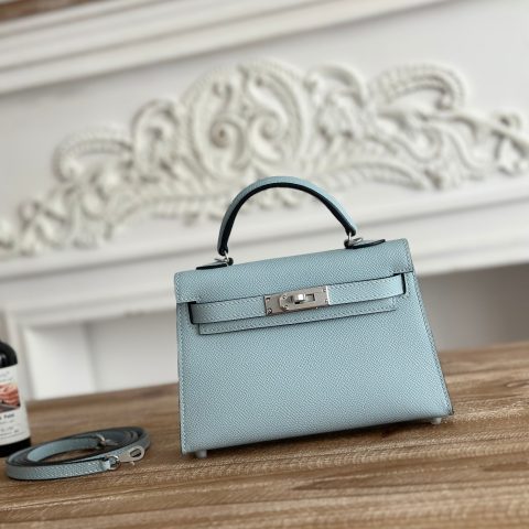 에르메스 Hermès Mini Kelly Sellier 20 Bleu Glacier