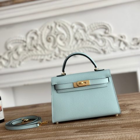 에르메스 Hermès Kelly Sellier 25 Bleu Glacier Epsom Leather Bag