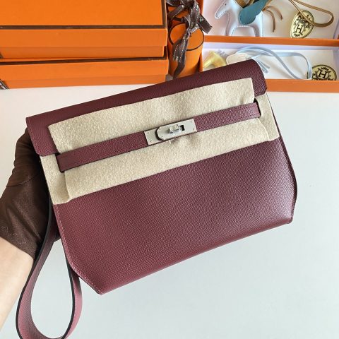 에르메스 Hermès Kelly Dépêches 25 Pouch Bordeaux