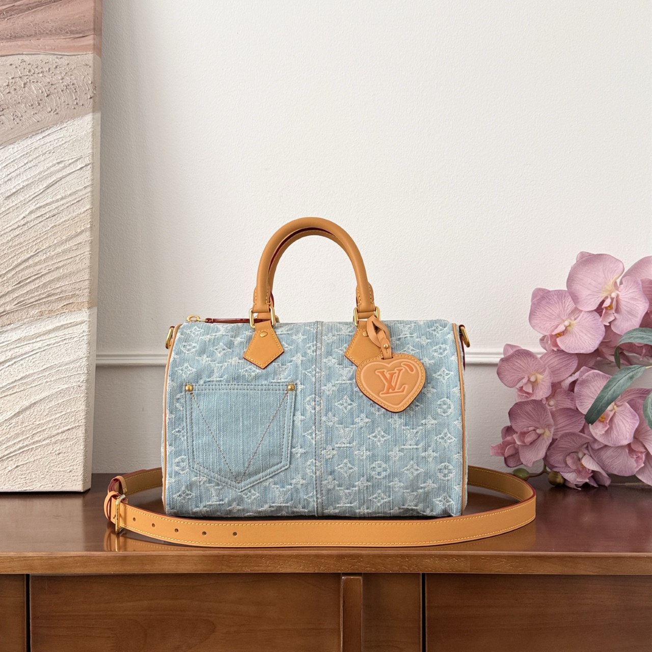루이비통 Louis Vuitton Nano Speedy Monogram Denim Bag, Light Blue