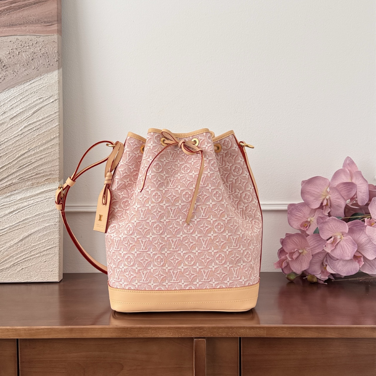 루이비통 Louis Vuitton Pink Monogram Jacquard Noé Bucket Bag