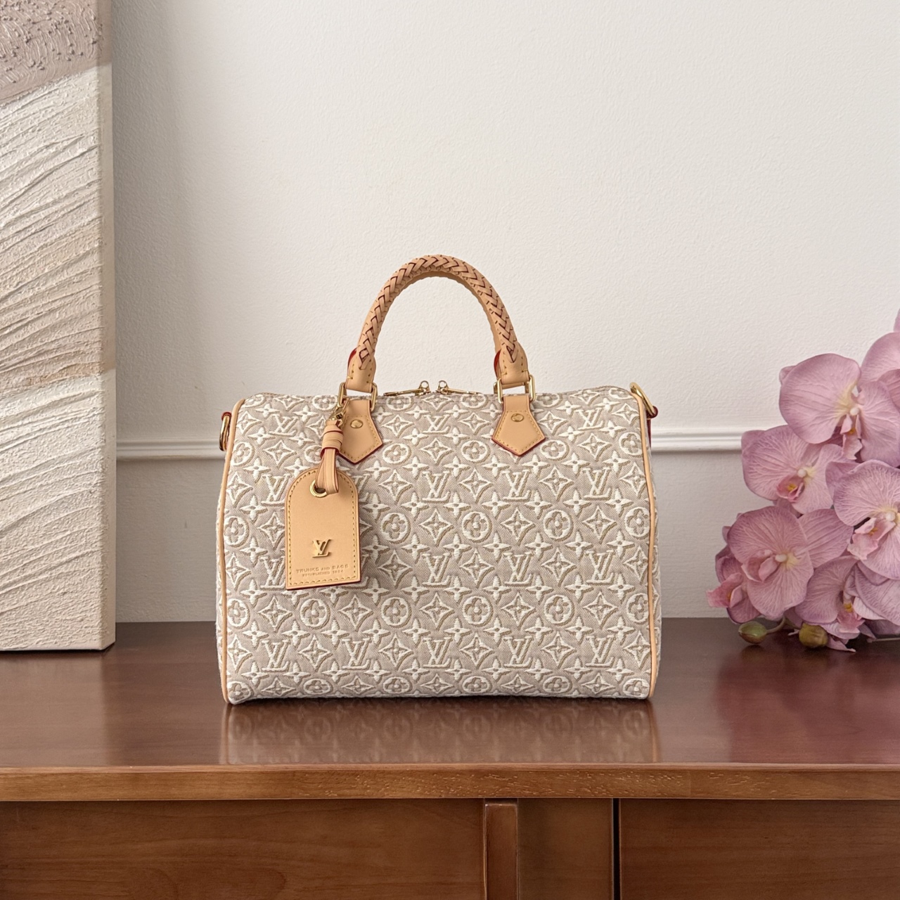 루이비통 Louis Vuitton Speedy Soft 30 Monogram Emblème in Peuplier Peuplier Beige