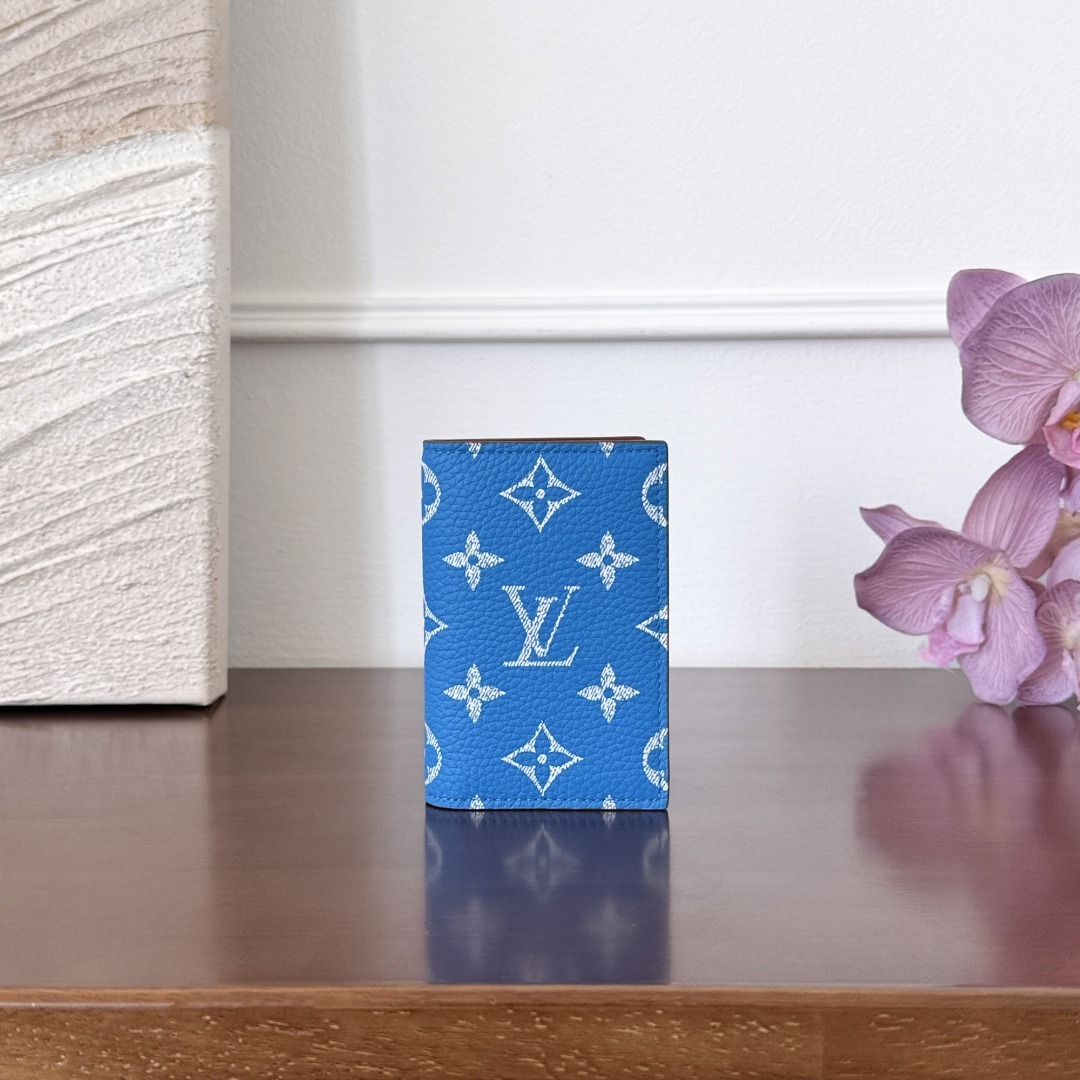 루이비통 Louis Vuitton Monogram Shadow Card Holder in Blue