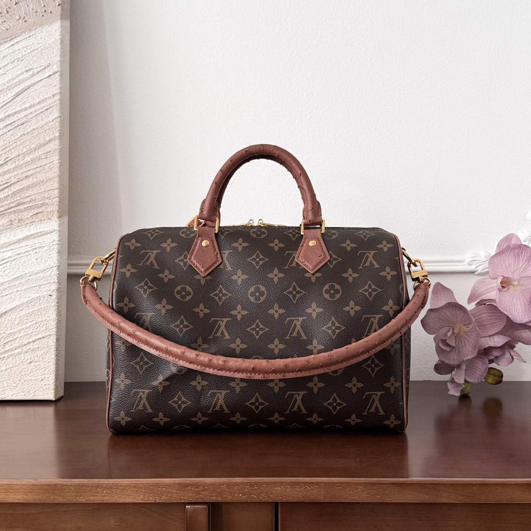 루이비통 Louis Vuitton Speedy Bandoulière Monogram Handbag Dark Brown