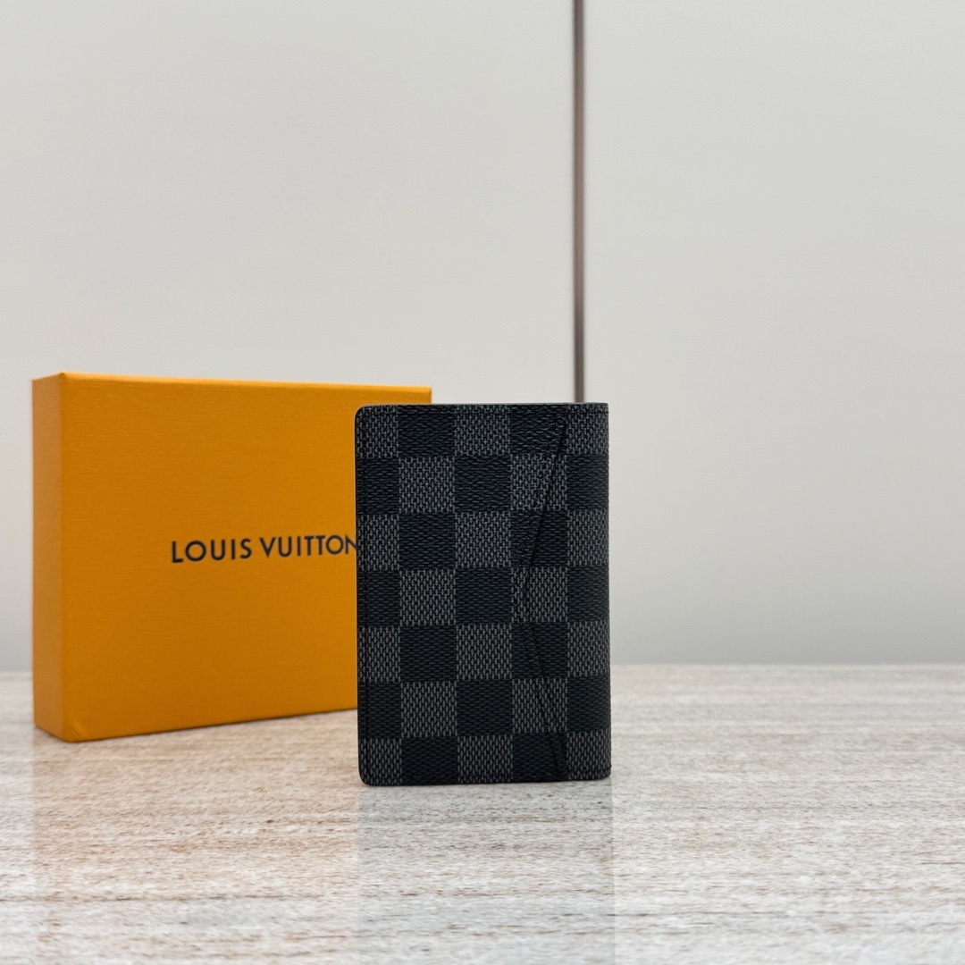 루이비통 Louis Vuitton Pocket Organizer in Damier Graphite Black and Gray