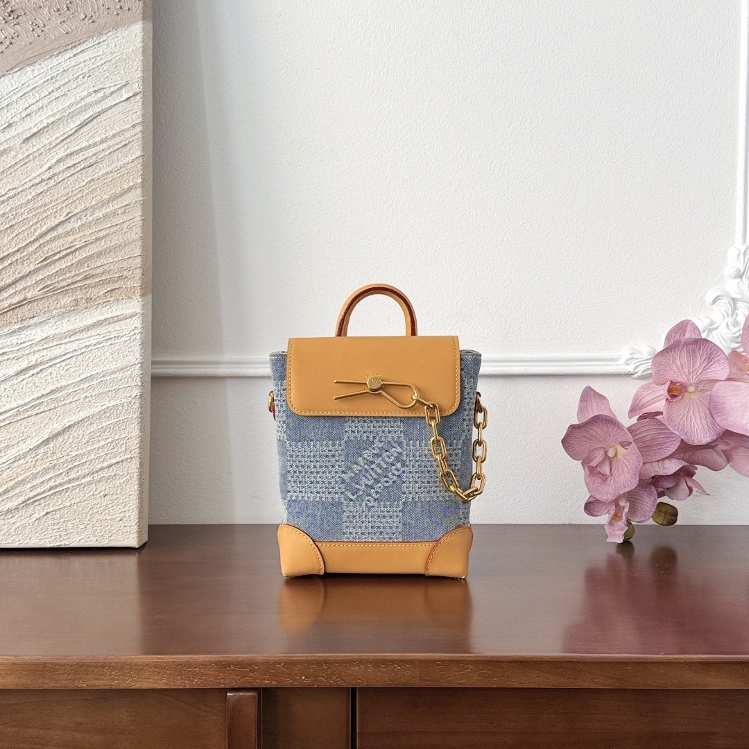 루이비통 Louis Vuitton Nano Steamer Damier Denim 3D Blue Denim