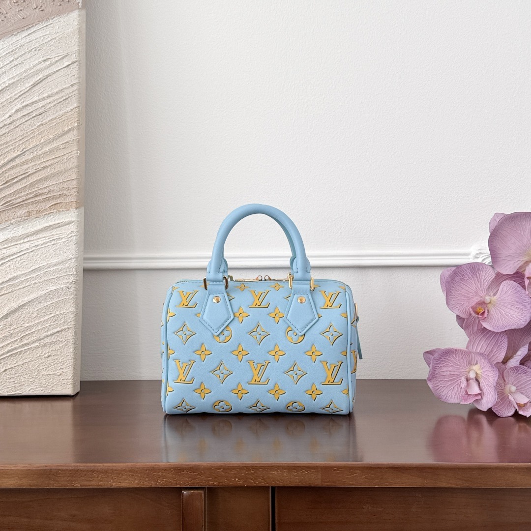 루이비통 Louis Vuitton Blue and Yellow Monogram Speedy Bandoulière 20