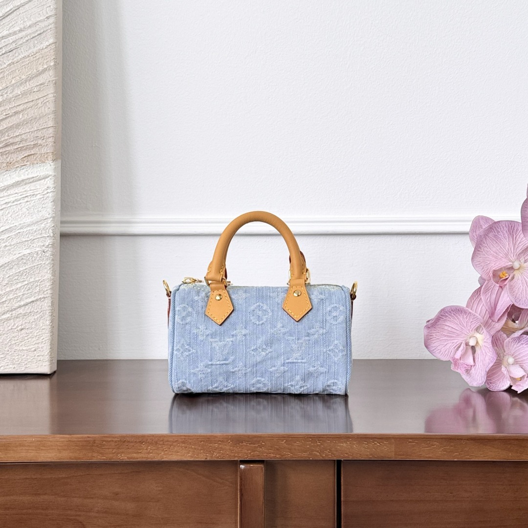 루이비통 Louis Vuitton Nano Speedy Monogram Denim Light Blue