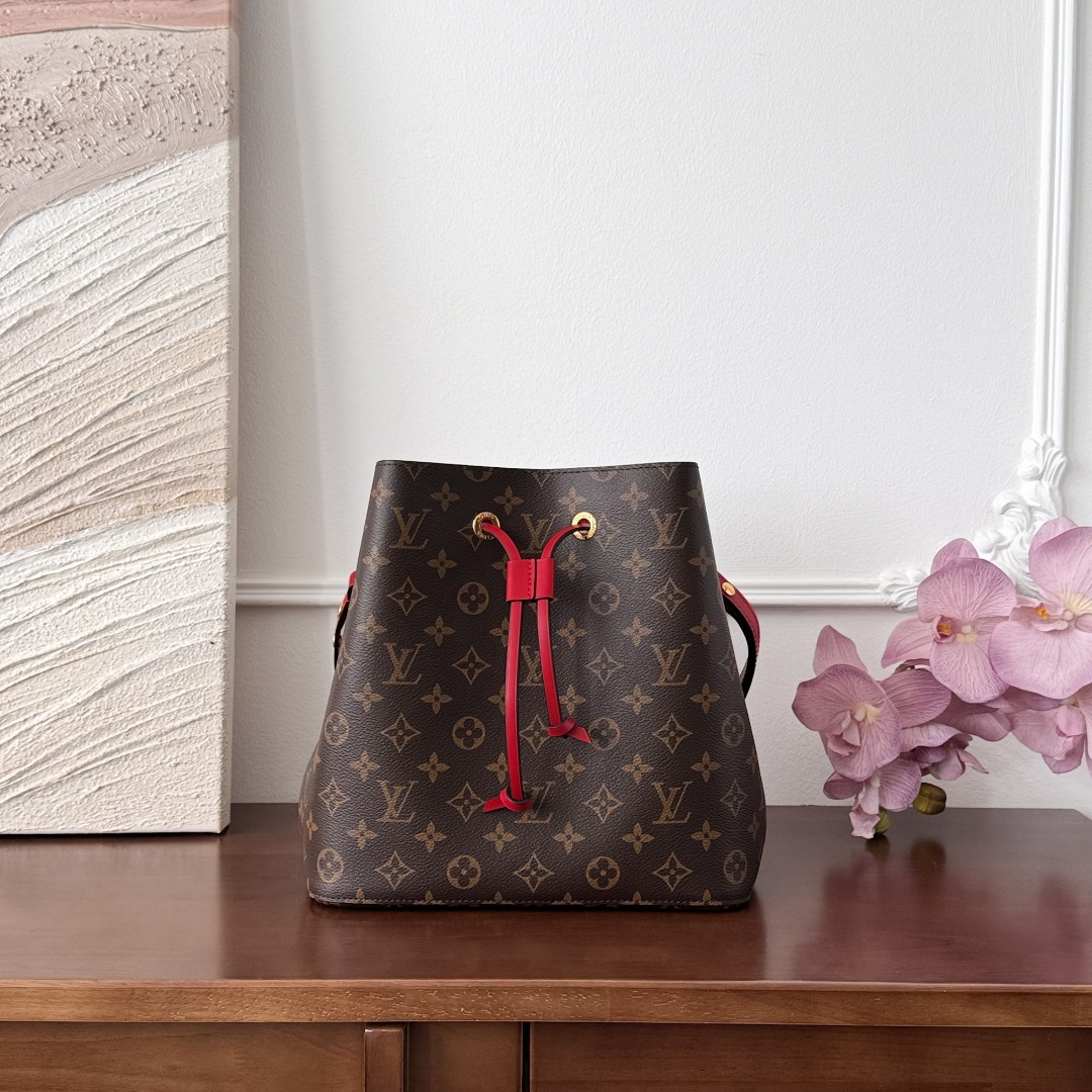 루이비통 Louis Vuitton NéoNoé MM Bucket Bag Brown and Red