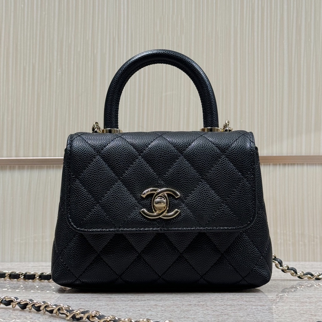 샤넬 Chanel Mini Coco Handle Flap Bag, Black Caviar