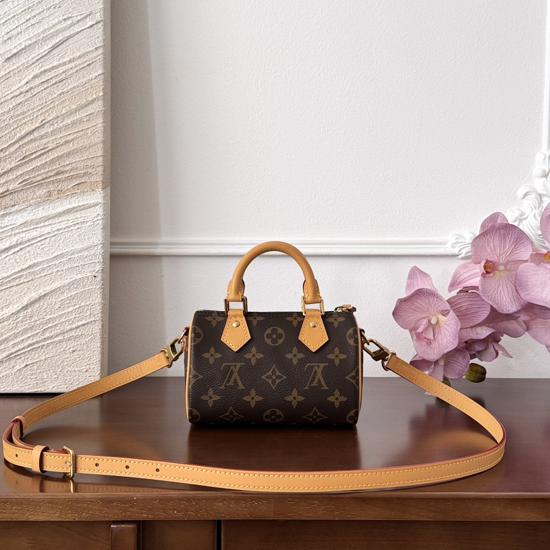 루이비통 Louis Vuitton Nano Speedy Monogram Canvas Bag Brown