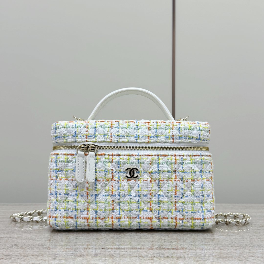 샤넬 Chanel Multicolor Tweed Vanity Case with Chain