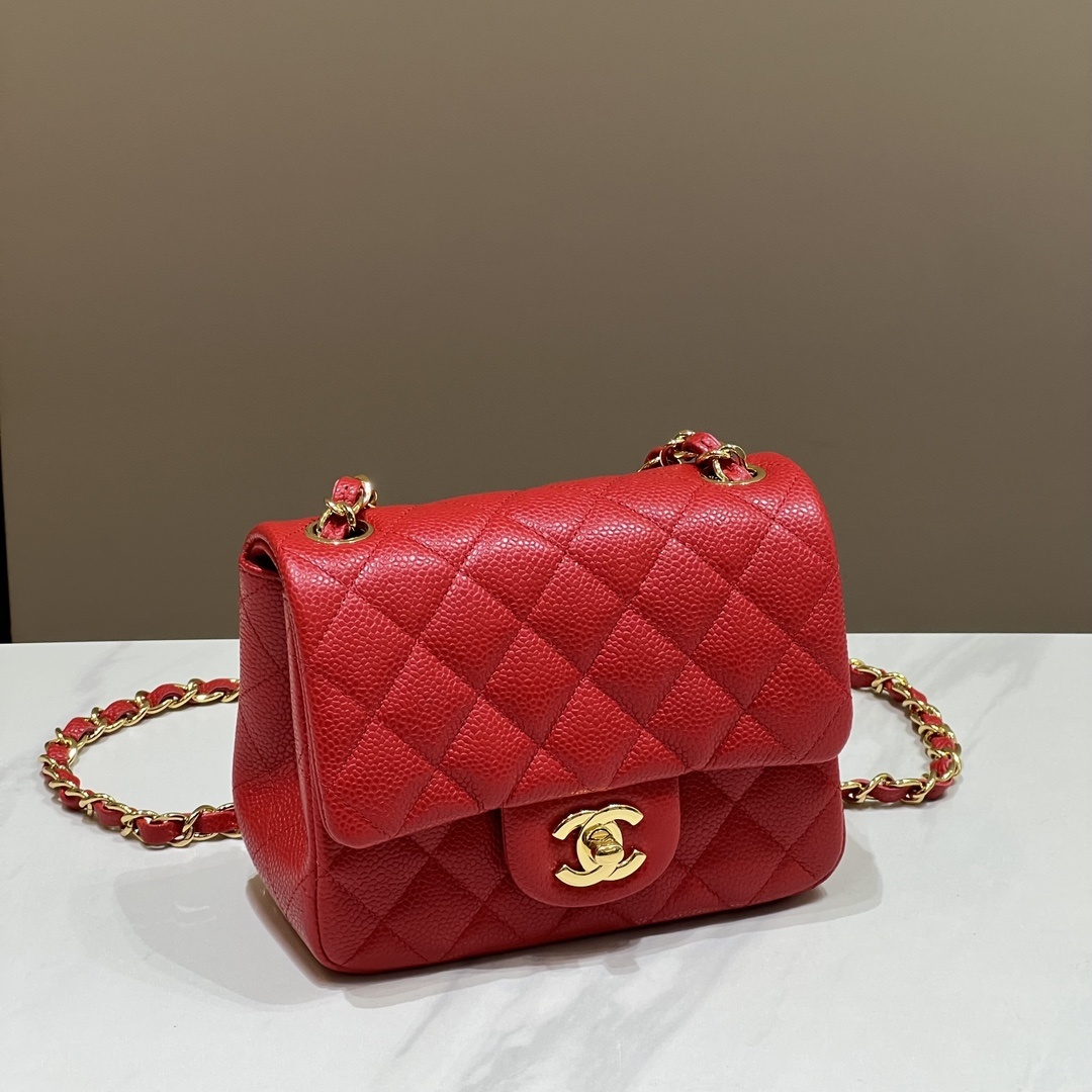 샤넬 CHANEL Classic Mini Square Flap Bag Red